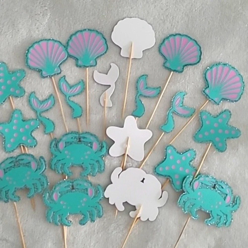 Mermaid theme cupcake toppers